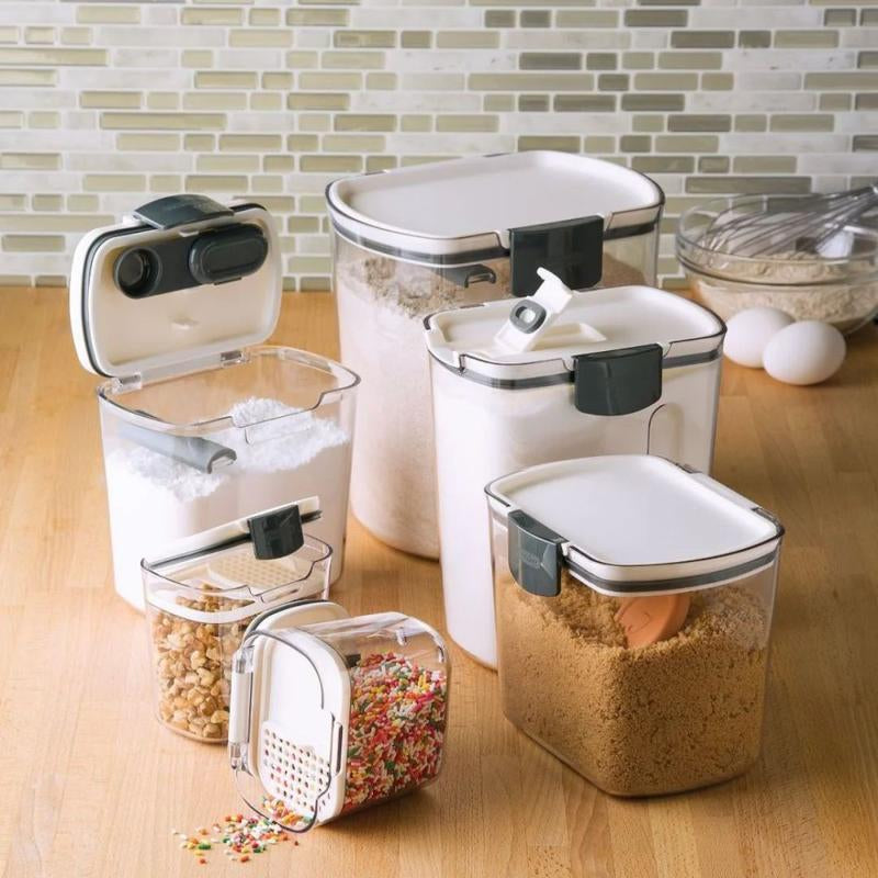 Progressive Prokeeper 6-Piece Baker'S Storage Set Container Kitchen - Versatile Storage Solution for Home Cooking Jar Lid